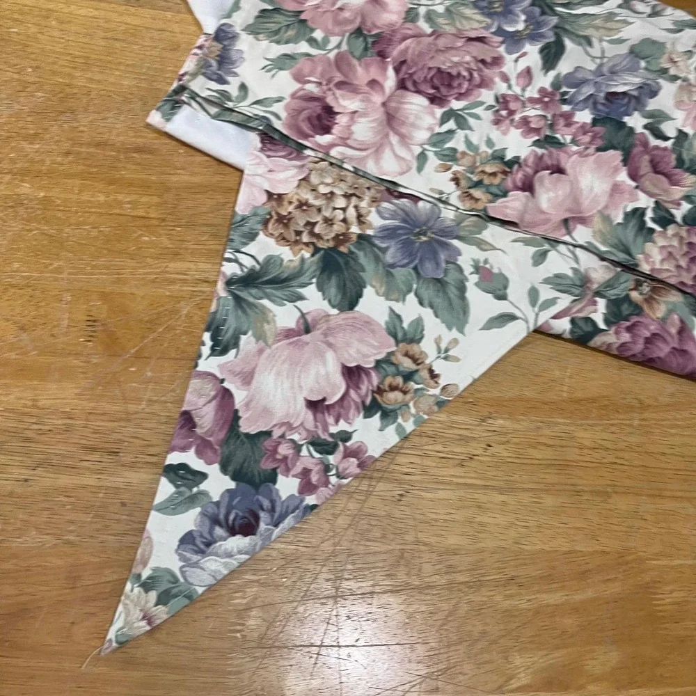 Vtg‎ Cottagecore Floral 3 Piece Valance Set Rose Plum Shabby Chic 126x64 Window